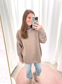 Sienna Mocha Relaxed Tunic Sweater - Anderson Ave boutique