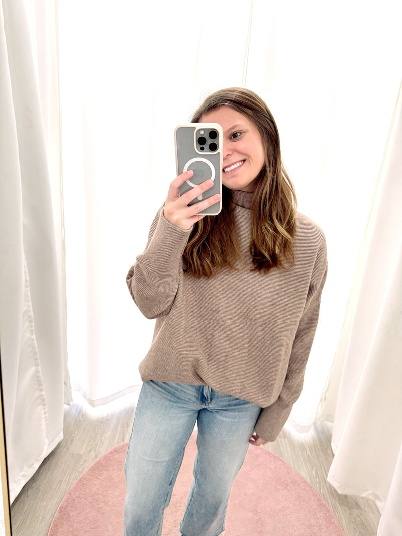 Sienna Mocha Relaxed Tunic Sweater - Anderson Ave boutique
