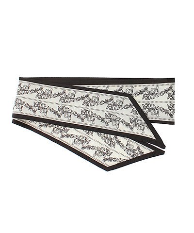 Silk Twill Skinny Scarf - Black and Whie - Anderson Ave boutique