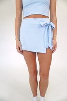 Sky Blue Wrap Tie Athletic Skort | High - Performance Performance Mini - Anderson Ave boutique