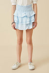 Sky Ruffle Smocked Tiered Mini Skirt – Light Blue | Tween Girls - Anderson Ave boutique
