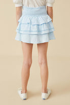 Sky Ruffle Smocked Tiered Mini Skirt – Light Blue | Tween Girls - Anderson Ave boutique