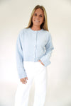 Skyline Blue Cropped Button Cardigan - Light Blue - Anderson Ave boutique