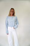 Skyline Blue Cropped Button Cardigan - Light Blue - Anderson Ave boutique