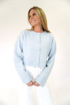 Skyline Blue Cropped Button Cardigan - Light Blue - Anderson Ave boutique