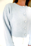 Skyline Blue Cropped Button Cardigan - Light Blue - Anderson Ave boutique