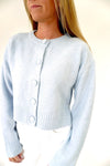 Skyline Blue Cropped Button Cardigan - Light Blue - Anderson Ave boutique