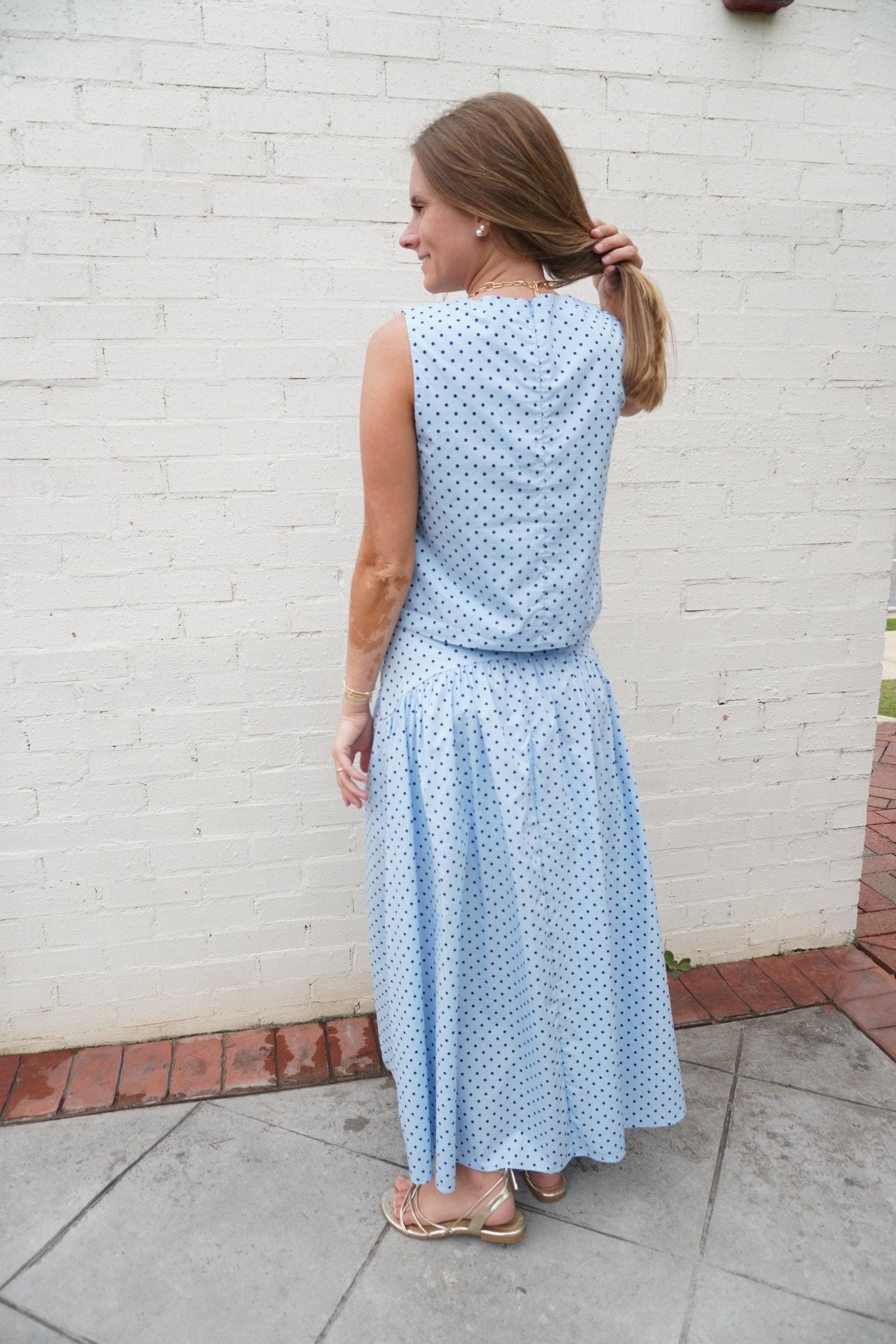 Sleeveless Polka Dot Scoop Neck Top - Anderson Ave boutique