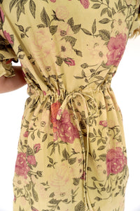 Soft Tan Rose Print Mini Dress - Anderson Ave boutique