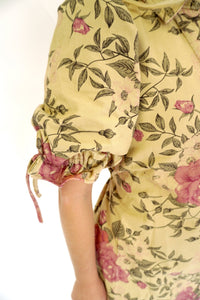Soft Tan Rose Print Mini Dress - Anderson Ave boutique