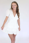 Southern Grace White Ruffle Romper Dress - White - Anderson Ave boutique