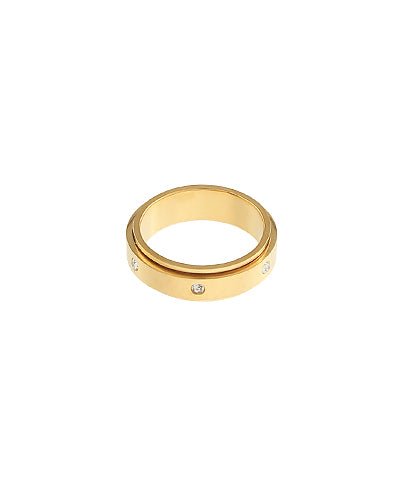 Stationed Cubic Zirconium Gold Band Ring - Anderson Ave boutique
