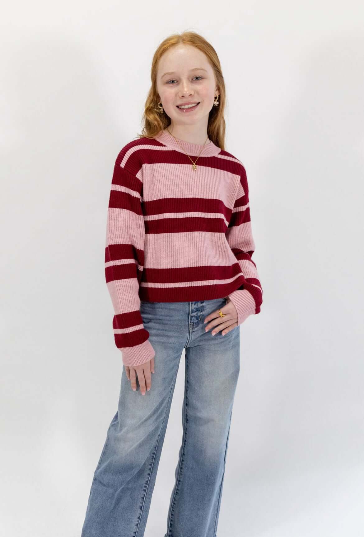 Striped knitted pullover Sweater - Anderson Ave boutique