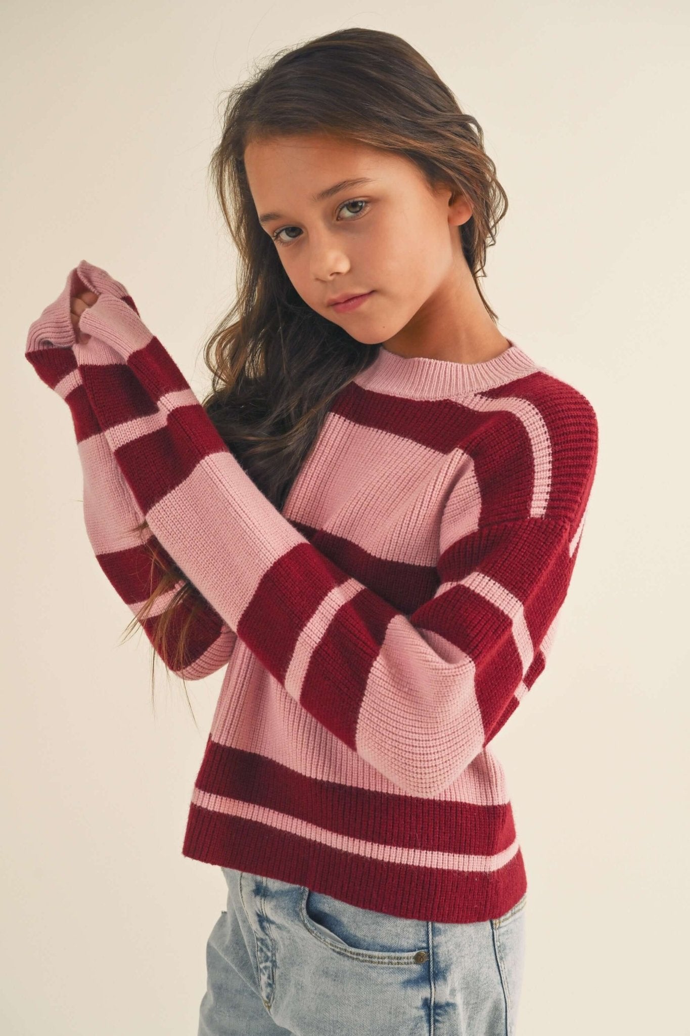 Striped knitted pullover Sweater - Anderson Ave boutique