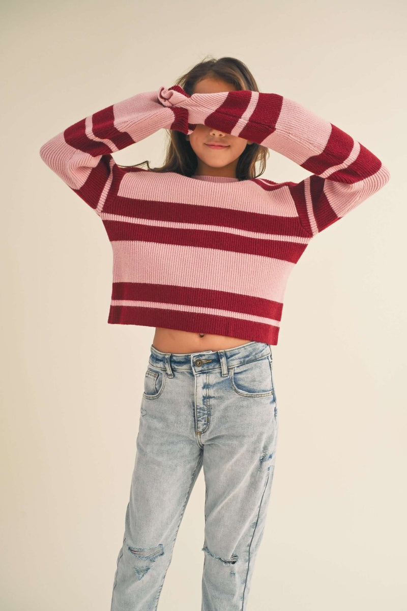 Striped knitted pullover Sweater - Anderson Ave boutique