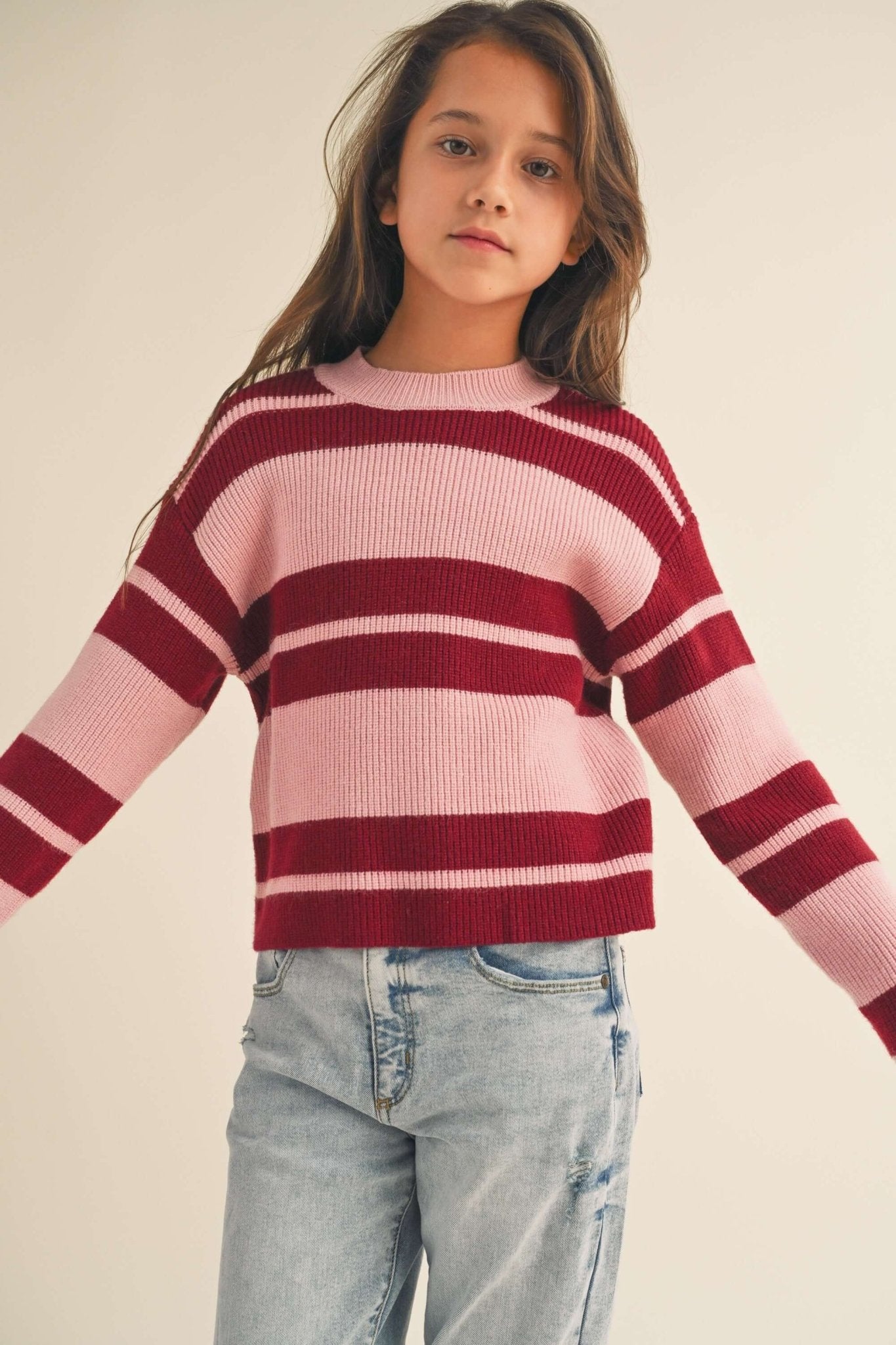 Striped knitted pullover Sweater - Anderson Ave boutique