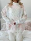 Sunkissed Coconut Pastel Patchwork Quilted Mock Neck Pullover – Soft Cotton Oversized Sweatshirt - Anderson Ave boutique
