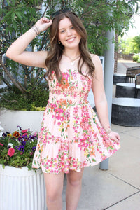 Sunset Bloom Strapless Smocked Mini Dress - Anderson Ave boutique