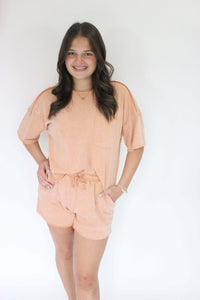 Sunset Glow Mineral - Washed Knit Set - Salmon - Anderson Ave boutique