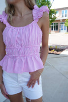 Sunset Ruffle Top - Plum - Anderson Ave boutique