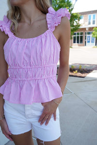 Sunset Ruffle Top - Plum - Anderson Ave boutique