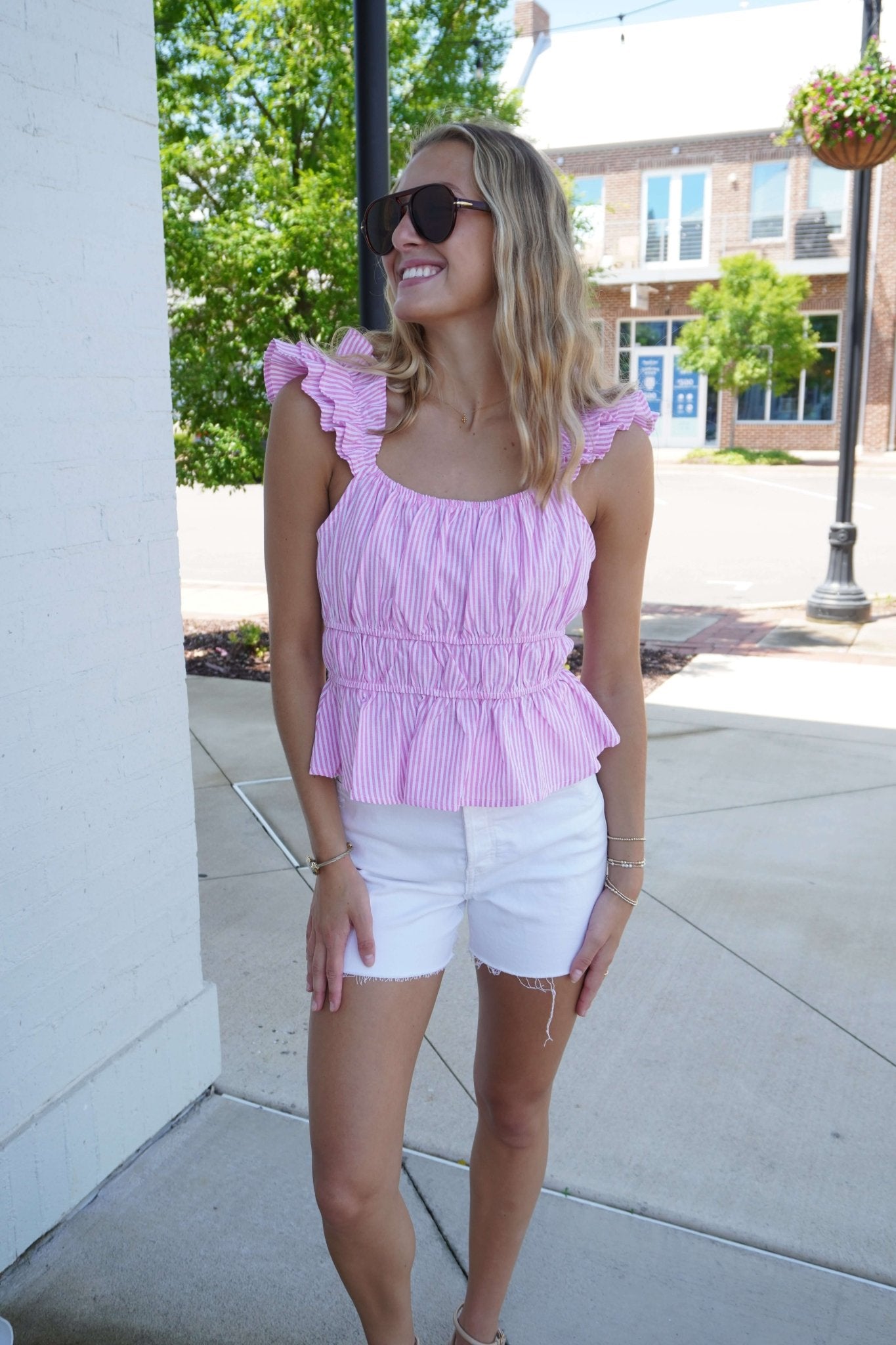 Sunset Ruffle Top - Plum - Anderson Ave boutique