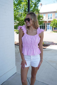 Sunset Ruffle Top - Plum - Anderson Ave boutique