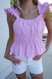 Sunset Ruffle Top - Plum - Anderson Ave boutique