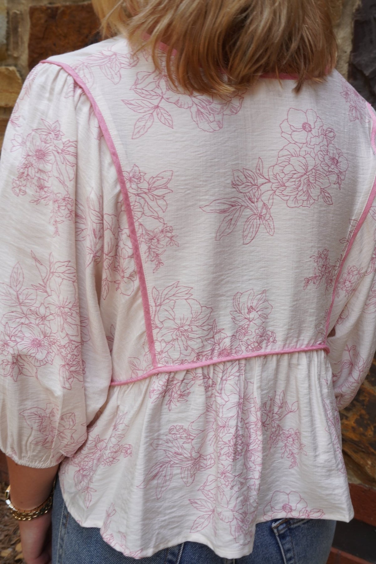 Sweet Blush Garden Peplum Top - Pink - Anderson Ave boutique