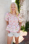 Sweet Magnolia Smocked Floral Peplum Top - Anderson Ave boutique