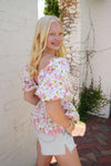 Sweet Magnolia Smocked Floral Peplum Top - Anderson Ave boutique
