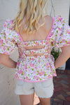 Sweet Magnolia Smocked Floral Peplum Top - Anderson Ave boutique