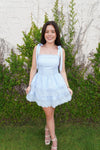 Sweet Serenity Lace Mini Dress – Light Blue - Anderson Ave boutique