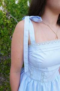 Sweet Serenity Lace Mini Dress – Light Blue - Anderson Ave boutique