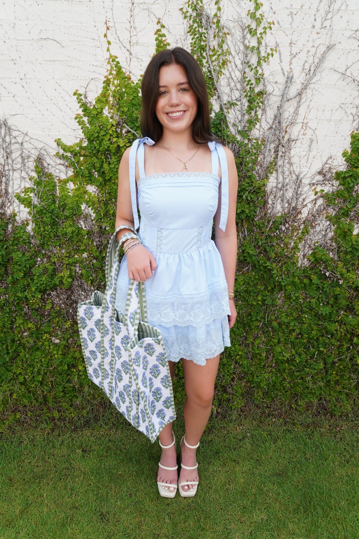 Sweet Serenity Lace Mini Dress – Light Blue - Anderson Ave boutique