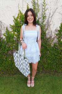 Sweet Serenity Lace Mini Dress – Light Blue - Anderson Ave boutique