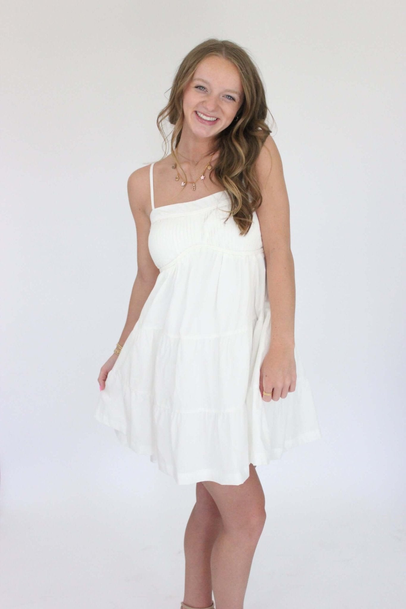 Sweet Southern Breeze Tiered Mini Dress - White - Anderson Ave boutique