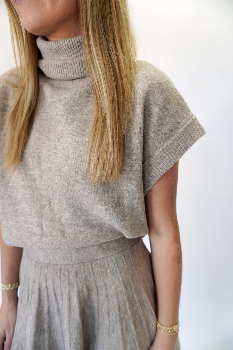 Taupe Knit Sweater Skirt Set - Anderson Ave boutique
