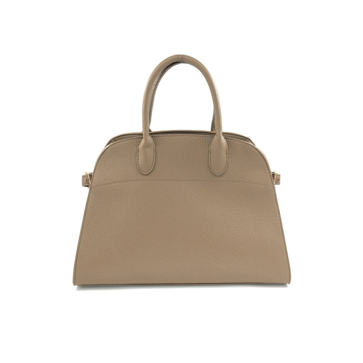 Taupe Pebbled Vegan Leather Structured Top Handle Satchel - Anderson Ave boutique