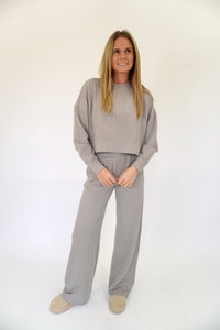Taupe Ribbed Lounge Set - Anderson Ave boutique