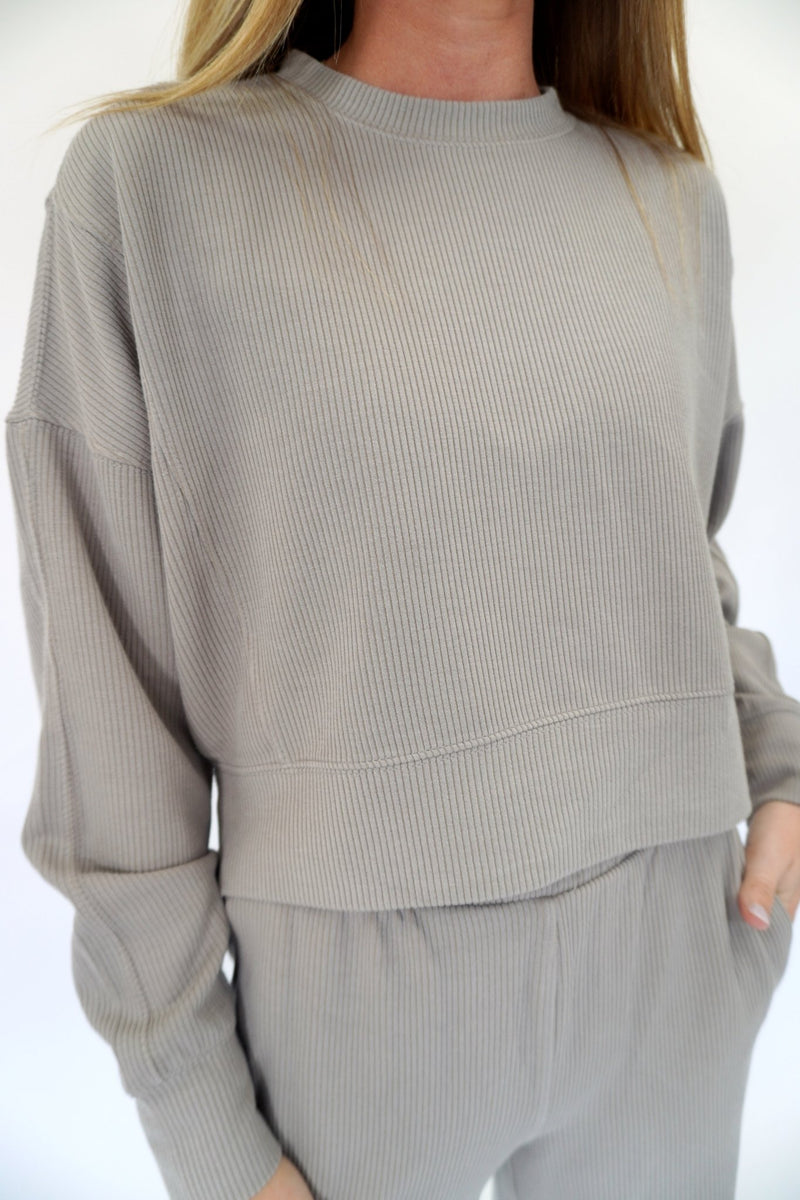 Taupe Ribbed Lounge Set - Anderson Ave boutique
