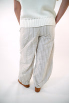 Taupe Striped Linen Blend Jogger Pant - Anderson Ave boutique