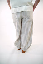 Taupe Striped Linen Blend Jogger Pant - Anderson Ave boutique