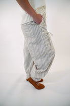 Taupe Striped Linen Blend Jogger Pant - Anderson Ave boutique