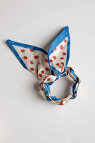 Teagan Strawberry Print Blue Scarf Bracelet - Anderson Ave boutique