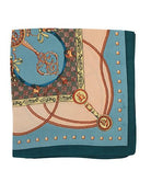 Teal and Blush Chain Print Satin Square Scarf - Anderson Ave boutique