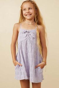 Textured Bow Front Tank Romper - Purple - Anderson Ave boutique