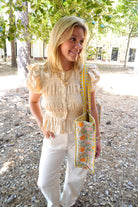 Textured Button Front Blouse Top - Cream - Anderson Ave boutique