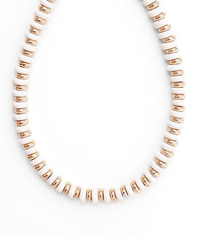The Capri Luxe Beaded Necklace - White / Gold - Anderson Ave boutique