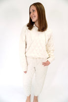 The Ellis Cream Quilted 3/4 Zip Pullover - Anderson Ave boutique